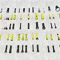 Various Types Of Electrical Connectors In Black And Yellow Colors