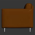 Modern Brown Leather Sofa with Simple Design and Metal Legs