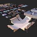 Colorful Skatepark Models Featuring Various Ramp Shapes And Platform Designs