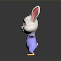 Cute Rabbit Plush Toy Daily Life Essential With White Body Pink Ears Purple Outfit
