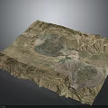 3D Terrain Model Featuring Natural Mountain Valleys and Detailed Land Textures