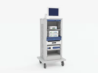 Efficient Mobile Medical Cart With Monitor And Multiple Equipment Storage Shelves 3d model