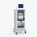 Efficient Mobile Medical Cart With Monitor And Multiple Equipment Storage Shelves