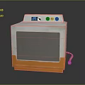 Vintage White Orange Computer With Blue Display Screen Knobs Front Panel And Coiled Cable