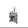 Elegant White Ornate Carved Fireplace Interior With Candelabra Lit Candles And Decorative Items