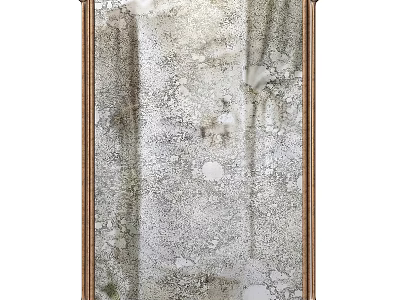 Vintage Wooden Framed Wall Mirror With Ornate Carvings And Distressed Decorative Details 3d model