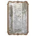 Vintage Wooden Framed Wall Mirror With Ornate Carvings And Distressed Decorative Details