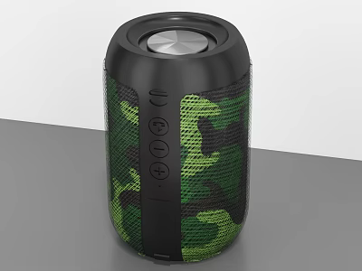 Camouflage Design Bluetooth Speaker With Cylindrical Shape And Control Buttons 3d model