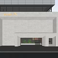 Modern Minimalist Dessit Storefront Featuring Light Gray Large Wall Glass Door And Green Plants