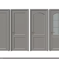 Gray Swing Doors with Different Designs Glass Panel and Brass Handles 3d model