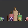 Festive Household Decor Items With Colorful Gift Boxes Christmas Balls And Candles