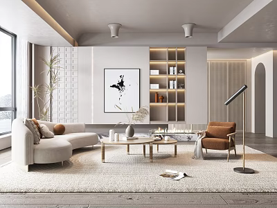 Modern Living Room Interior With Sofa Coffee Table And Floor Lamp 3d model