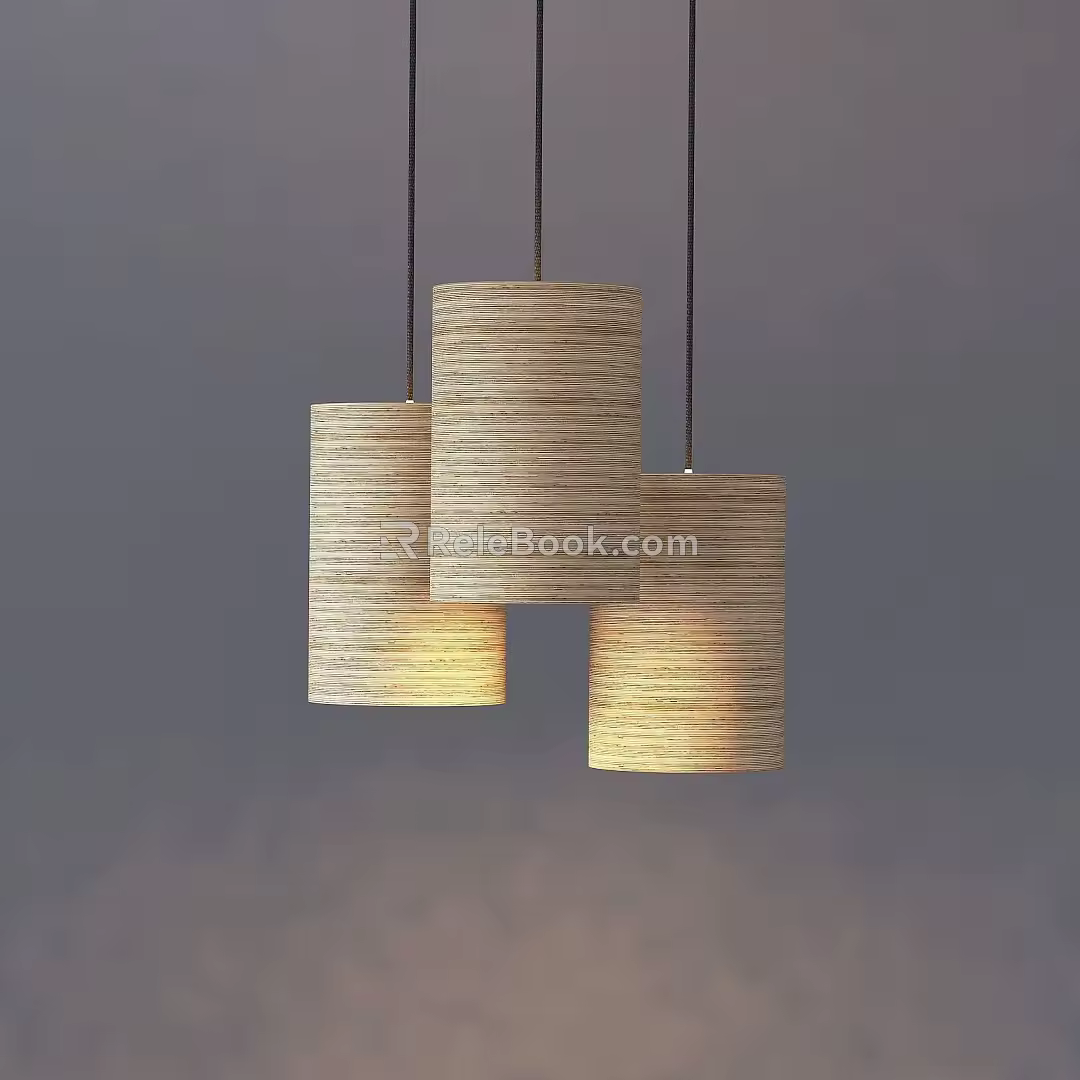Modern Simple Cylindrical Chandelier 3d model