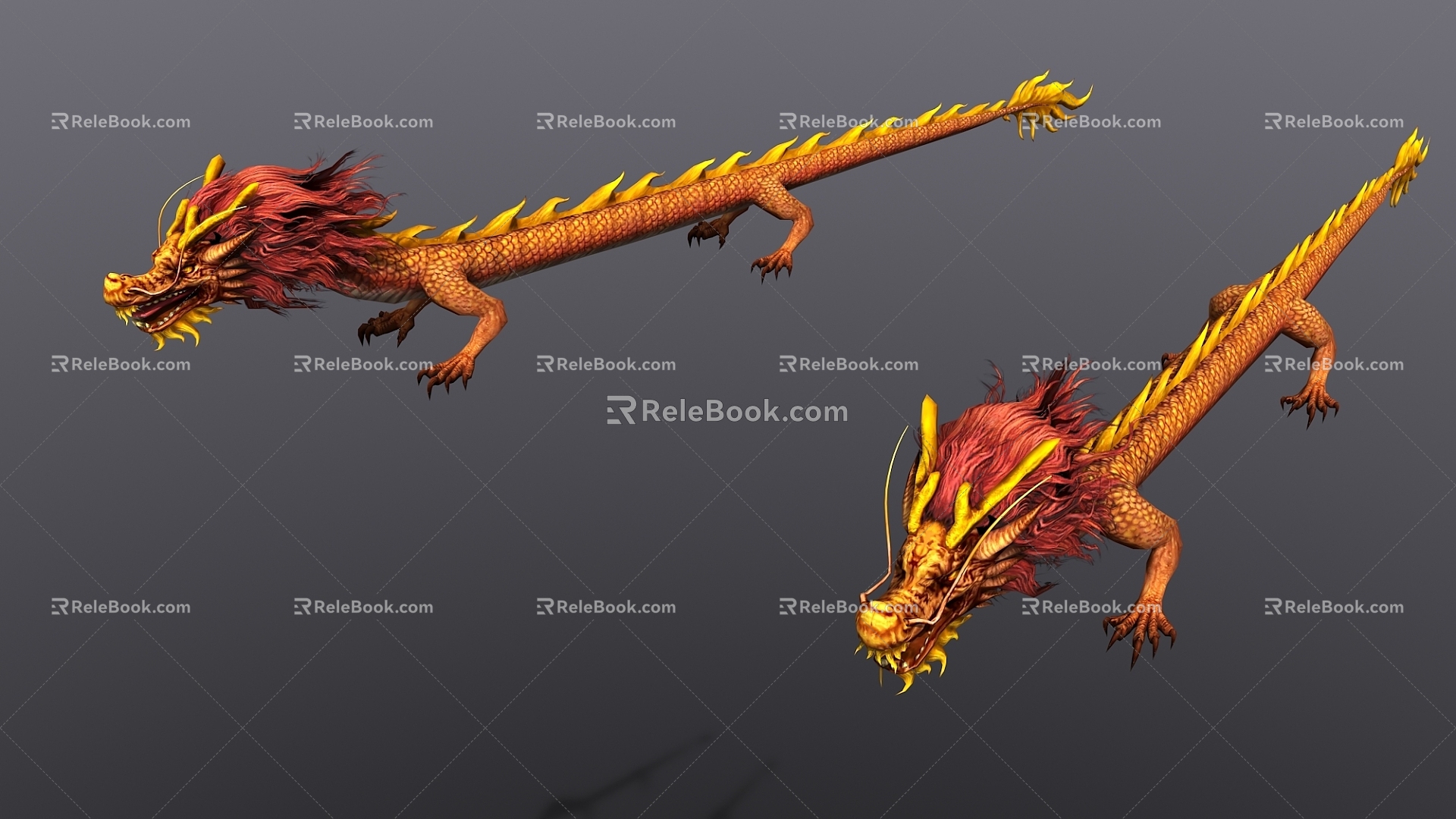 Chinese god beast flying dragon dragon game character 3d model