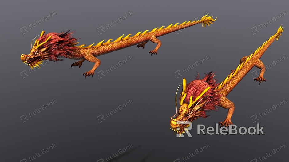 Chinese god beast flying dragon dragon game character model