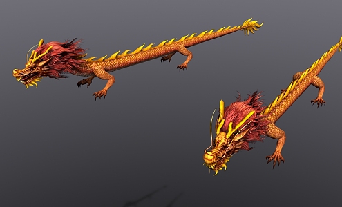 Chinese god beast flying dragon game character 3d model