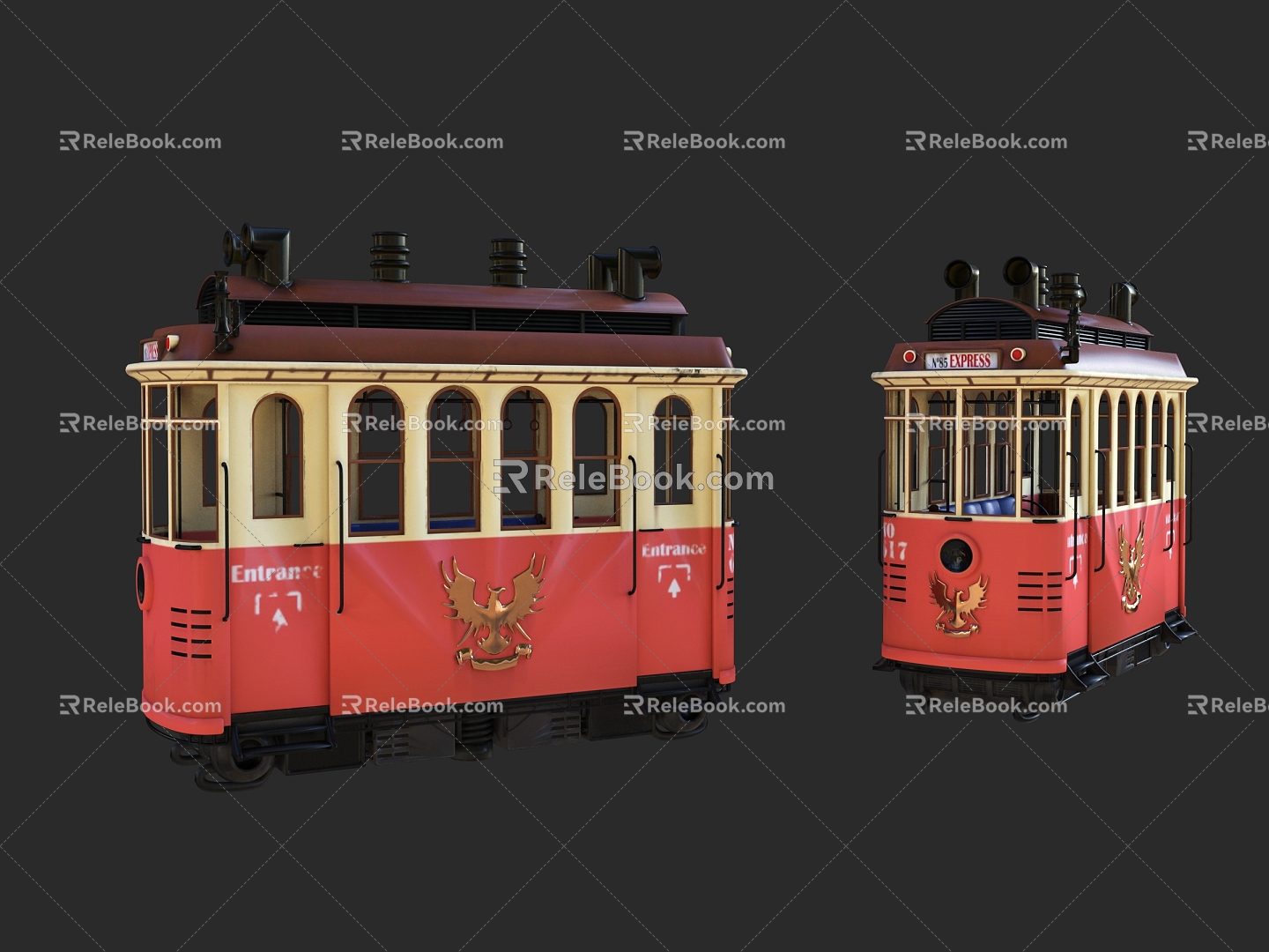 Modern tram realistic tram 3d model