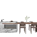Modern Dining Table and Chair Combination Rest Area Bar Island Table 3d model