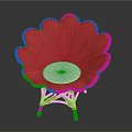 Red Petal Shaped Accent Chair With White Cushion And Modern Design