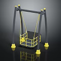 Children's Outdoor Swing Equipment Featuring Gray Frame Yellow Grid Seat And Safety Base