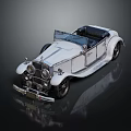 Vintage White Convertible Car With Open Top Classic Grille And Chrome Details