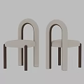 Elegant Modern Single Chair With Arched Backrest Beige Seat And Brown Legs
