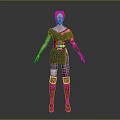 Red Haired Female Adventurer Wearing Green Top Brown Belt Gray Pants And Boots