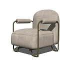 Beige Single Sofa With Gold Metal Frame And Curved Arms Modern Design