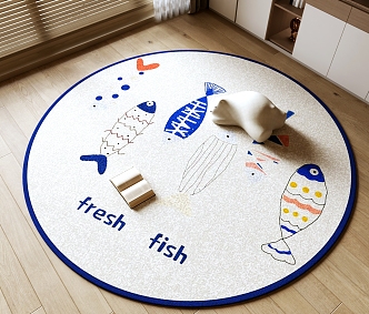 Children's Room Carpet Round Carpet Fabric Carpet Boy Room Carpet 3d model