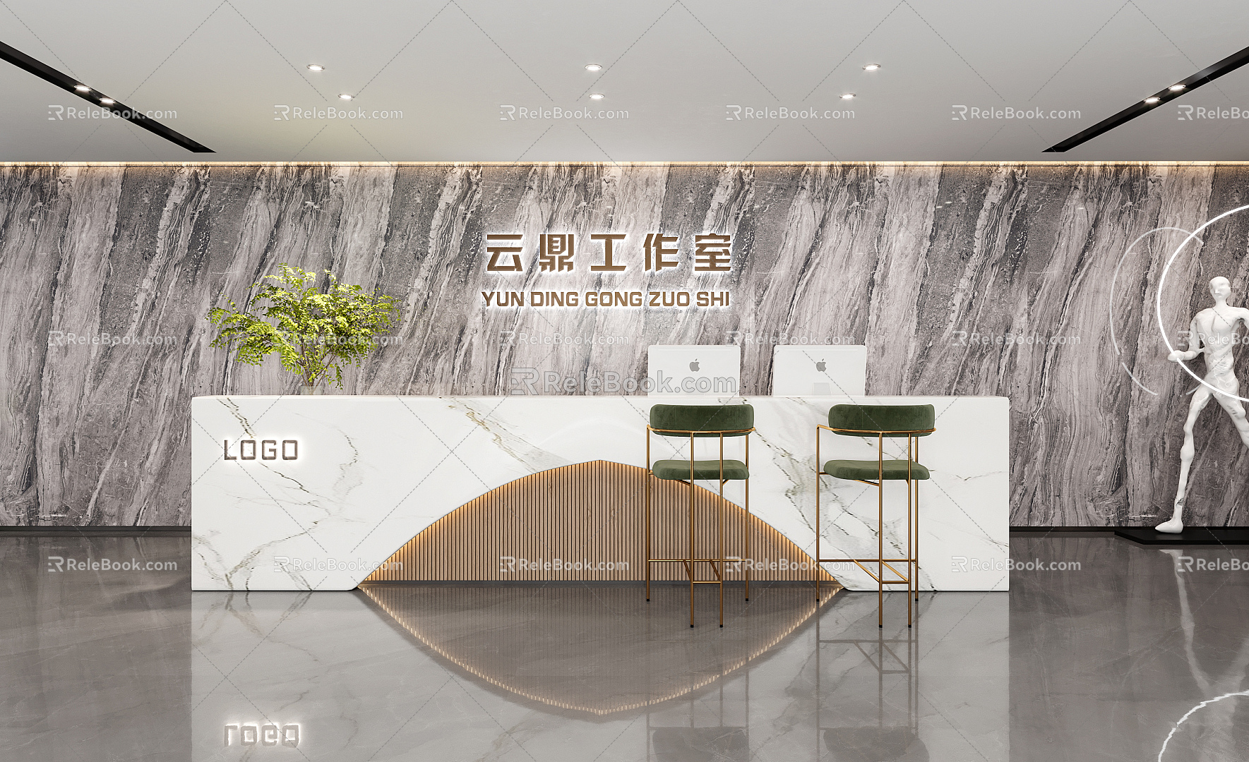 Modern Front Desk Company Reception Front Desk 3d model