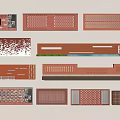 Various Brick Feature Wall Designs With Perforated Patterns And Text Elements 3d model