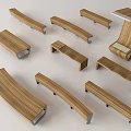 Outdoor Modern Wooden Landscape Seats Featuring Multiple Designs And Metal Support Frames