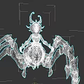 Mythical Reptile Creature With Spider Like Legs Glowing Green Accents And Horned Head
