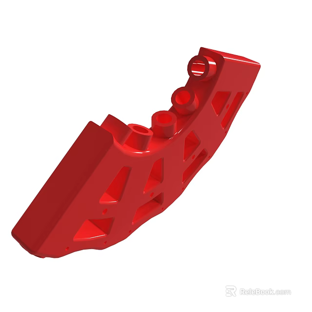 Red Mechanical Component With Geometric Cutouts And Structural Holes Design 3d model 