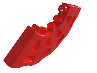 Red Mechanical Component With Geometric Cutouts And Structural Holes Design 3d model