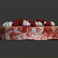 Delicious Red Velvet Cake Topped With Fresh Berries And Whipped Cream Decorations