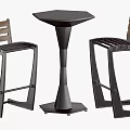 Modern Table and Chair Set With Wooden Slatted Back Chairs And Tapered Metal Base