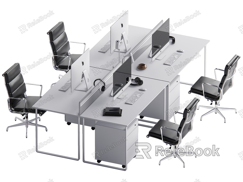 Modern office desk and chair combination model