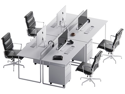 Modern office desk and chair combination model