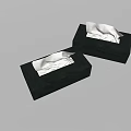 Stylish Black Tissue Box With White Tissues For Home Daily Use 3d model