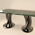 Modern Dining Table With Green Marble Tabletop And Curved Metal Legs Design