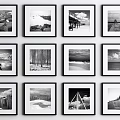Modern abstract painting simple abstract black and white painting combination 3d model
