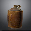 Handcrafted Brown Textured Pottery Sculpture With Top Handle And Artisanal Details