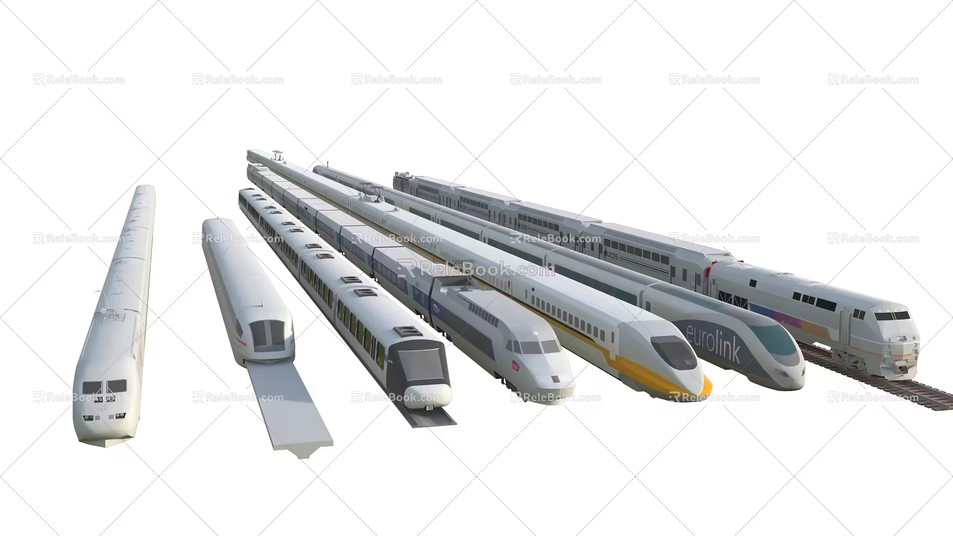 modern high-speed rail train rail light rail 3d model