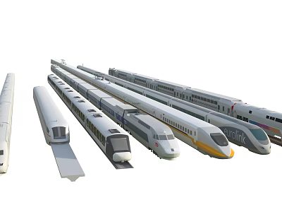 Various High Speed Train Models Showcasing Modern Railway Design Features 3d model