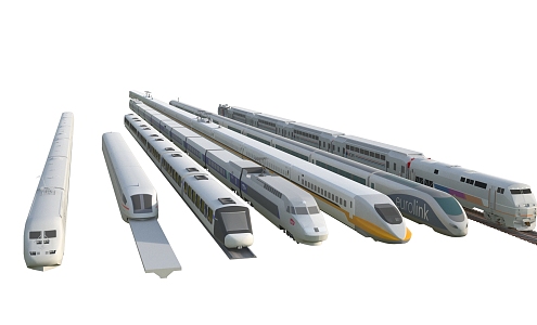 modern high-speed rail train rail light rail 3d model