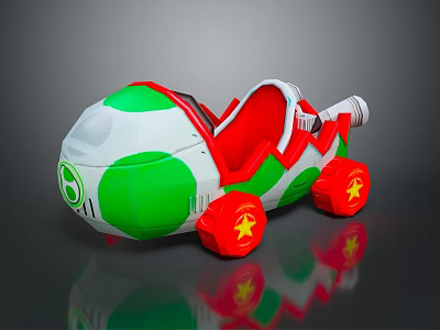 Colorful Green White Toy Car With Red Seat And Yellow Star Wheels 3d model