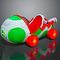 Colorful Green White Toy Car With Red Seat And Yellow Star Wheels