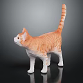 Orange Striped Cat Figure Standing On Black Background With Reflective Surface 3d model