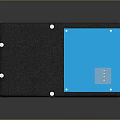 External Computer Accessory With Black Enclosure Blue Panel Label Sticker And Interface Ports